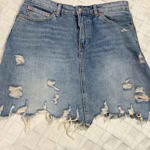 Zara Light Blue Distressed Mini Skirt
